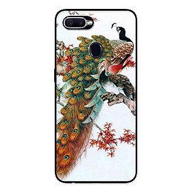 Ốp Lưng in cho Oppo A5s Mẫu Chim Công Hoa Đỏ - Hàng Chính Hãng