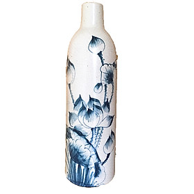 Bình Hoa Gốm Sứ Bát Tràng Cao Cấp Hình Trụ Hoạ Tiết  B06