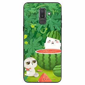 Ốp lưng dành cho Samsung J8 2018 mẫu Hai Chú Mèo Ăn Dưa