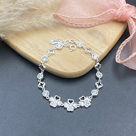 Vòng Tay Lắc Tay Nữ Bạc Ta Cỏ 4 Lá Đính Đá BẠC HIỂU MINH LTU614