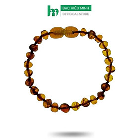 Vòng Tay Lắc Tay Hổ Phách Cho Bé Nhựa Thông Tự Nhiên Màu Đậm An Toàn Cho Bé BẠC HIỂU MINH LTE130S