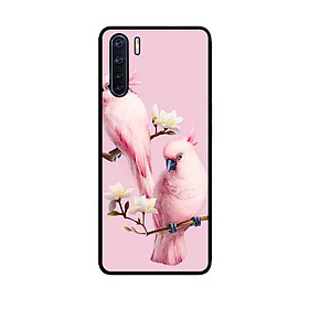 Ốp Lưng in cho Oppo A91 Mẫu Chim Vẹt Nền Hồng - Hàng Chính Hãng
