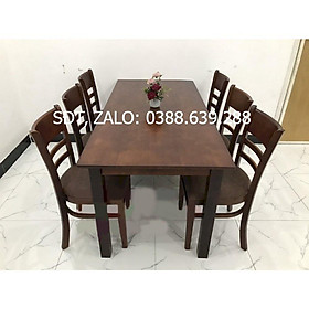 Bộ bàn ăn cabin nâu 1m65 + 6 ghế cabin  Thương hiệu Nội Thất Bình Long 