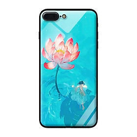 Ốp kính cường lực cho iPhone 7 Plus Thiếu Nữ Và Sen - Hàng chính hãng