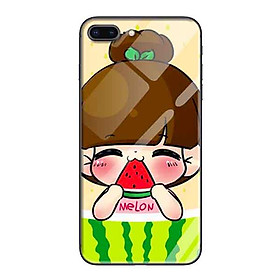 Ốp lưng kính cường lực cho iPhone 7 Plus /8 Plus Nền Nàng Melon - Hàng Chính Hãng