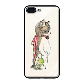 Ốp lưng kính cường lực cho iPhone 7 Plus Mèo Và Chuột - Hàng chính hãng