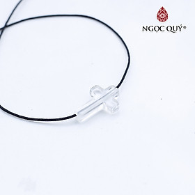 Mặt dây chuyền thánh giá xỏ ngang đá thạch anh trắng 19x13x4mm mệnh thủy, kim - Ngọc Quý Gemstones