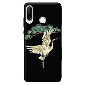 Ốp in cho Huawei P30 Lite Hạc Trắng Nền Đen - Hàng chính hãng