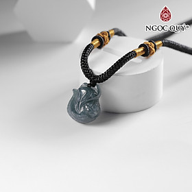 Mặt dây chuyền hồ ly đá cẩm thạch lam ngọc 15x17mm mệnh thủy mộc - Ngọc Quý Gemstones