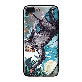 Ốp lưng kính cường lực cho iPhone 7 Plus Khỉ Đu Cây - Hàng chính hãng
