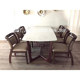 Bộ bàn ăn ashley mặt đá màu nâu 1m6 + 6 ghế ashley màu nâu  Thương hiệu Nội Thất Bình Long 