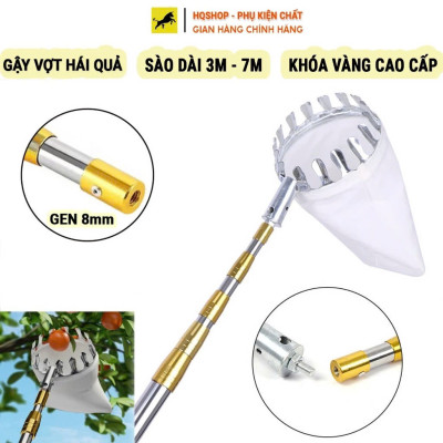 Sào Vợt Inox Hái Trái Cây Trên Cao – 6M Rút Dài, Độ Bền Cao Kèm 4 Phụ Kiện Loại 1