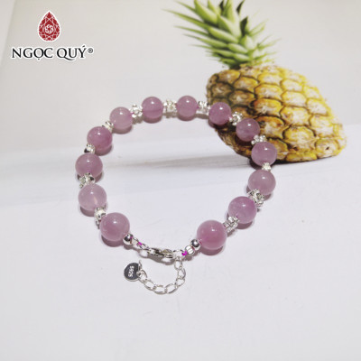 Vòng thạch anh hồng madagascar 8mm phối charm bạc mệnh hỏa, thổ - Ngọc Quý Gemstones