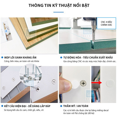 Bàn Học Kết Hợp Kệ Sách Dài 140cm Để Phòng Ngủ, Góc Làm Việc SIB Decor (Không Gồm Ghế) BLV03