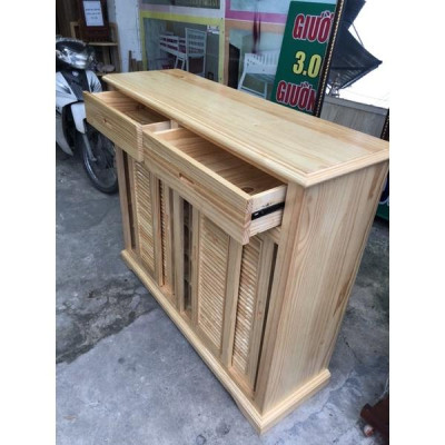 Tủ Đựng Giày Dép Thông Minh Cửa Lùa 4 Cánh Gỗ Thông 100% ( Ngang 1m2 )