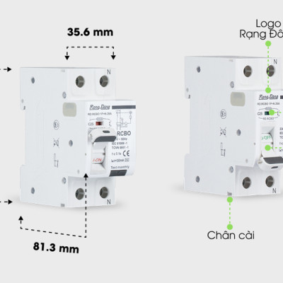 Aptomat chống giật Rạng Đông Model: RD.RCBO 1P+N 25A tích hợp 3 tính năng trong 1- Hàng Chính Hãng 