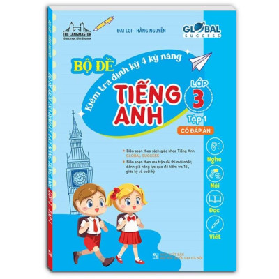 Sách - Combo GLOBAL SUCCESS - Bộ đề kiểm tra định kỳ 4 kỹ năng tiếng anh lớp 3 tập 1 + 2 (có đáp án)