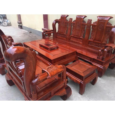 Bộ bàn ghế phòng khách âu á tần thuỷ hoàng tay 12 gỗ gõ đỏ đồ gỗ BÌNH LONG