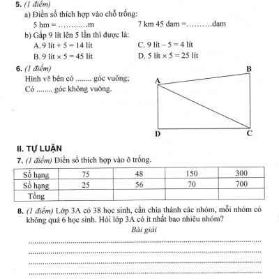 Bộ Đề Kiểm Tra Môn Toán Lớp 3 (Dùng Kèm SGK Chân Trời Sáng Tạo) - HA