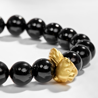 Vòng Tay Đá Thiên Thạch Charm Tuổi Dậu Bạc Mạ Vàng 24K Ngọc Quý Gemstones