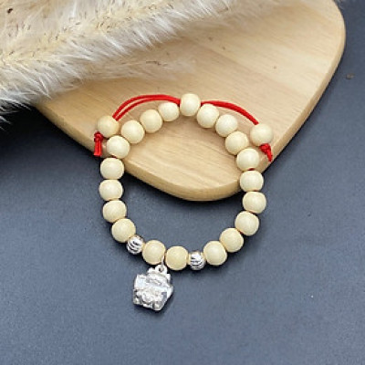 Vòng Tay Cho Bé 100% Gỗ Dâu Tằm Mix Charm Bạc 925 BẠC HIỂU MINH LTE562
