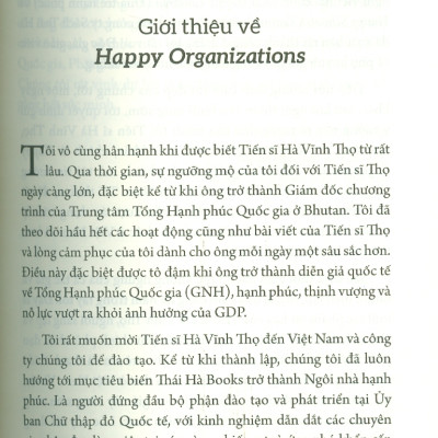 Happy Organizations - Hiểu Và Ứng Dụng Tổng Hạnh Phúc Quốc Gia (Gnh), Hướng Tới Lãnh Đạo Dựa Trên Sự Chuyển Hoá 