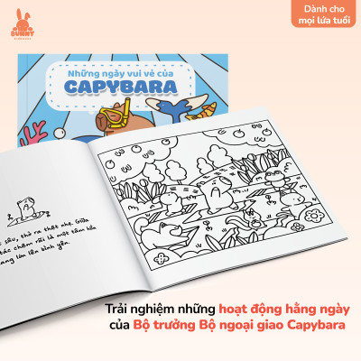 Sách tô màu Những ngày vui vẻ của Capybara xinh xắn cho bé & người lớn