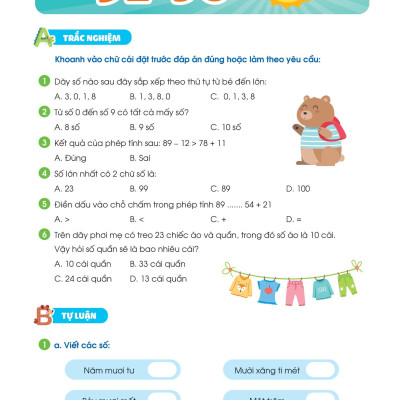 Phiếu Ôn Hè Toán 1 (Theo Chương Trình Giáo Dục Phổ Thông Mới)