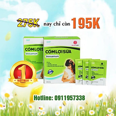 Cốm lợi sữa biosuamum loại 20 gói x 3g Tăng cường chất lượng sữa mẹ