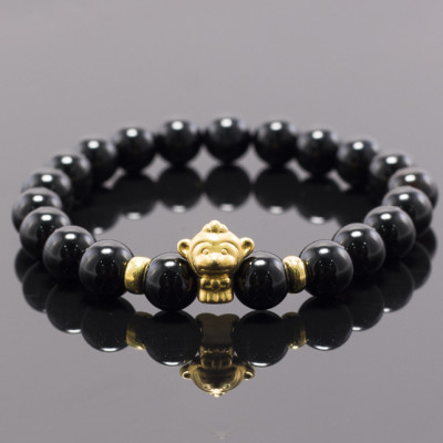 Vòng Tay Đá Thiên Thạch Charm Tuổi Thân Bạc Mạ Vàng 24K Ngọc Quý Gemstones