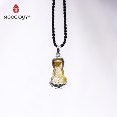 Mặt dây chuyền phật bà thạch anh tóc vàng bọc bạc mệnh thủy,kim - Ngọc Quý Gemstones