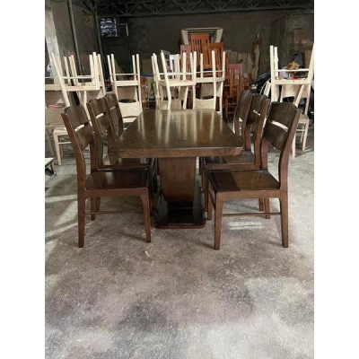 bàn ăn mặt gỗ 6 ghế 1m6x80