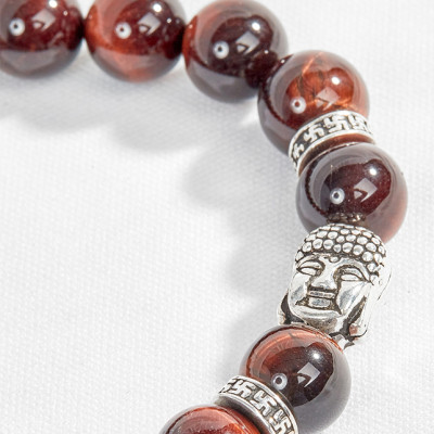 Vòng đá mắt hổ phối charm phật bạc Ngọc Quý Gemstones