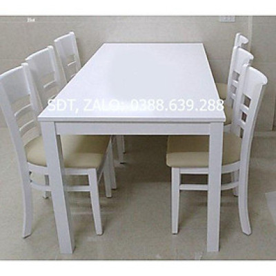 Bộ bàn ăn cabin 1m65 trắng + 6 ghế cabin  Thương hiệu Nội Thất Bình Long 