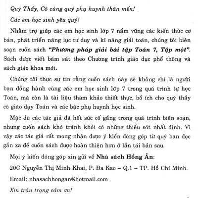 Sách tham khảo- Phương Pháp Giải Bài Tập Toán 7 - Tập 1 (Dùng Kèm SGK Kết Nối Tri Thức Với Cuộc Sống)_HA