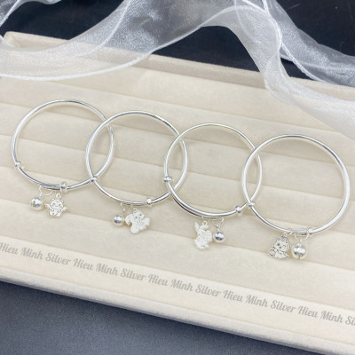 Lắc tay Cho Bé Bạc Ta Nguyên Chất S99 Mix Charm Chính Hãng Bạc Hiểu Minh LTE570