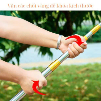 Sào Vợt Inox Hái Trái Cây Trên Cao – 6M Rút Dài, Độ Bền Cao Kèm 4 Phụ Kiện Loại 1