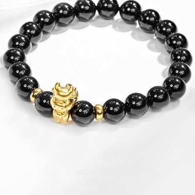 Vòng Tay Đá Thiên Thạch Charm Tuổi Sửu Bạc Mạ Vàng 24K Ngọc Quý Gemstones