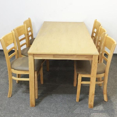 Bộ bàn ăn cabin 1m65 tự nhiên + 6 ghế cabin  Thương hiệu Nội Thất Bình Long 