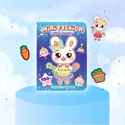 Sách - Mini Fashion - Thỏ Bunny - Bóc Dán Hơn 100+ Stickers Váy, Phụ Kiện Xinh Đẹp Cho Bé Gái - Megabook