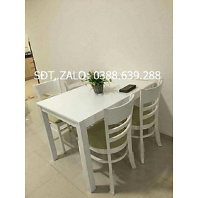 Bộ bàn ăn cabin trắng 1m2 + 4 ghế cabin  Thương hiệu Nội Thất Bình Long 