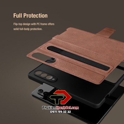Bao da  dành cho Samsung Galaxy Z Fold3 có ngăn để bút chính hãng Nillkin Aoge Leather Cover - Hàng nhập khẩu