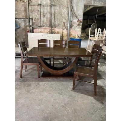 bàn ăn mặt gỗ 6 ghế 1m6x80