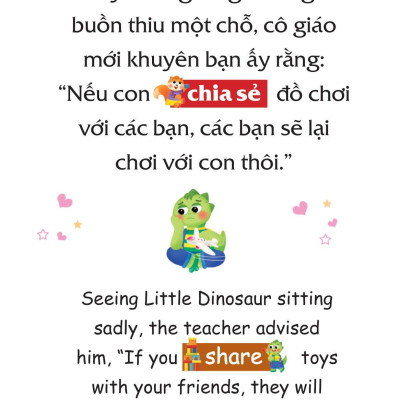 Sách Truyện Tranh Song Ngữ Việt Anh Cho Bé - Chân Thành Chia Sẻ Vui Vẻ Bên Nhau