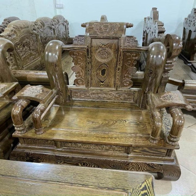 Bộ bàn ghế tần thuỷ hoàng tay 12 gỗ mun đuôi công hàng vip ( Chú Yên - Nghệ An )