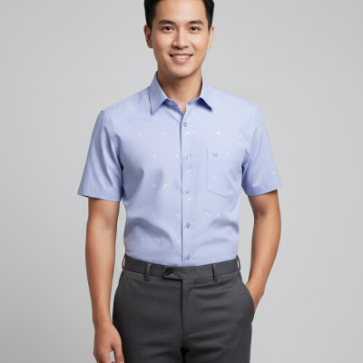 Áo sơ mi tay ngắn lai ngang Khatoco