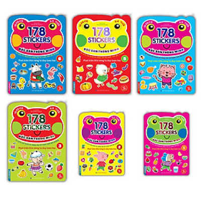 Sách - Combo 178 stiker (6 cuốn) Bóc dán hình thông minh phát triển khả năng tư duy toán học IQ EQ CQ (3-4 tuổi) ( Tặng kèm Poster Quy Tắc An Toàn Cho Bé)