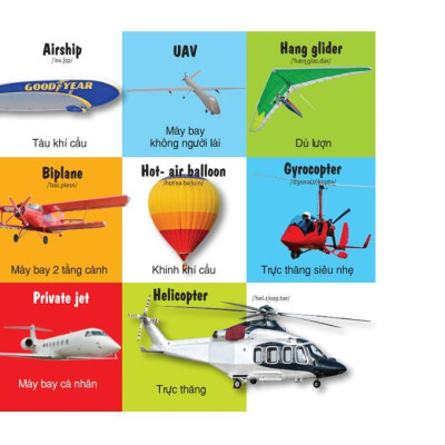 Sách - 100 Từ Đầu Tiên:  Phương Tiện Giao Thông + Bảng Chữ Cái Màu Sắc Hình Dạng + Số Đếm + Động Vật - Combo 4 Cuốn - Song Ngữ Anh Việt - Việt Thư