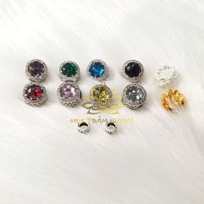 Vòng tay Chuỗi Tràng Hạt 216 4mm Trầm Sánh Chìm MIX Bạc S925 CHARM (Trắng Sữa) - Trầm Hương Tự Nhiên