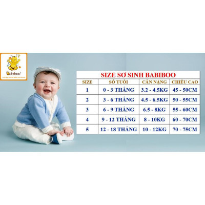 Bộ sơ sinh cài vai sư tử tay ngắn cotton 4 chiều BABIBOO - BTK11